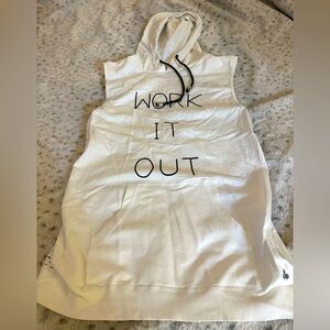White Sleeveless Workout Hoodie